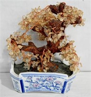 Decorative Glass Leaves Bonsai Tree