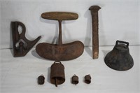 8 pcs Primitive Hand Tools Bells & Spike