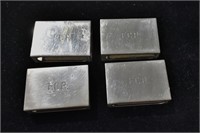 4 pcs Sterling Silver Match Boxes - Engraved FCR