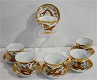 12 pcs Oriental Porcelain Tea Cups & Saucers