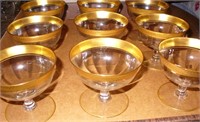 Set of 9 Vtg Gold Rimmed Champagne Glasses