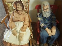 Large Porcelain Grandpa and Grandma Dolls