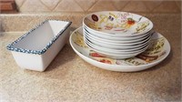 PASTA BOWL SET + OBLONG POTTERY DISH