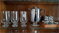 PITCHER + 6 GLASSES + CANDLESTICKS + NAPKIN RINGS