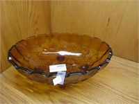 Amber Footed Oval Bowl