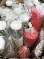 1 box of plastic childs cups w/lids & straws