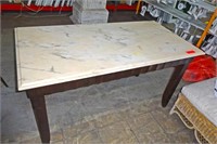 Marble-Top Work Table with Center Drawer