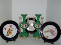 3 plates & 2 vases