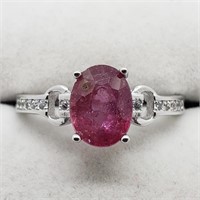 Sterling Silver Enhanced Ruby Ring - Size 8
