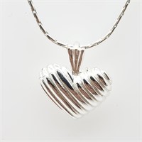 Sterling Heart Shaped Pendant Necklace