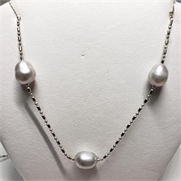 Sterling Pearl Bracelet & Necklace Set