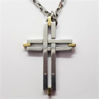 Stainless Steel Men's Heavy Cross Shaped Necklace