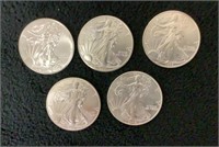 (5) - 1 oz. Silver American Eagle Dollar (5x Bid)