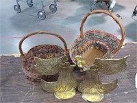 2 baskets angel candle holders