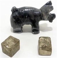 Agate Pig & Pyrite Cubes