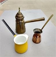 Brass, Copper and Enamelware Turkish Coffee Pots
