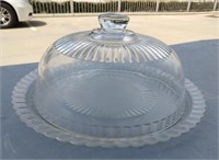Clear Glass Covered Cake Plate