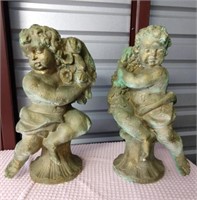 Pair of Plaster Cherub Sculptures