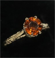 10K Yellow gold round brilliant cut orange