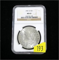 1901-O Morgan dollar, NGC slab certified MS-63