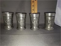 4 PEWTER CORDIALS