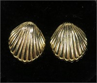 14K Yellow gold shell post earrings
