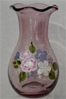 Hand Painted Art Glass Boquet Vase 7.5"h