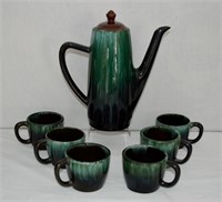 BMP Coffee Pot & 6 Coffee Mugs