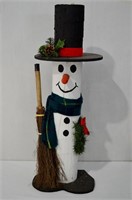 Large Wood Hand Crafted Snowman Decor