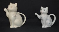 2 Figural Single Serve Cat Tea Pots