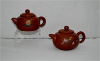 2 pcs Vintage Asian Redware Single Serve Tea Pots