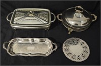 4 pcs Silver Plate Serving Dishes