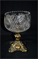 Pinwheel Crystal Pedestal Bowl 7"