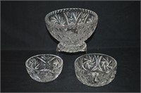 3 pcs Pinwheel Crystal Bowls Assorted Sizes