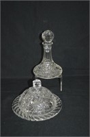 Pinwheel Crystal Covered Butter & Decanter