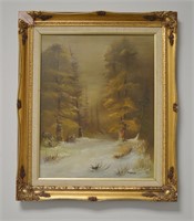 Vintage Oil On Canvas Landscape F. Weiss
