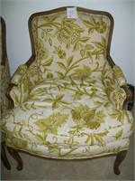 Pair of green/gold chairs