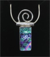 Sterling silver dichronic glass pendant