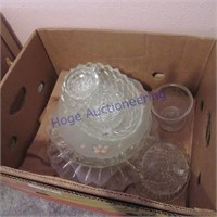 Clear glass bowl, platters