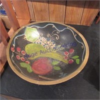 Wood bowl- painted w/fruit