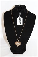 14K Gold Heart Pendant w/ 18K Gold Chain Necklace