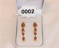 18K Gold and Ruby Strawberry Dangle Earrings