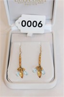 14K Gold Citrine and Quartz Earrings