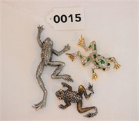 3 Frog Brooches/Pins