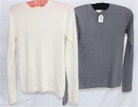 Pair Cashmere Sweaters Gray and Ivory Sz XS