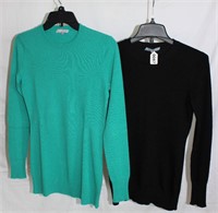 Pair Green and Black Cashmere Sweaters Sz S