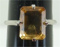 Citrine Stone Ring Set in Silver - Size 6 1/4