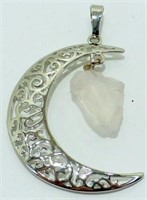 Clear Quartz Moon Pendant