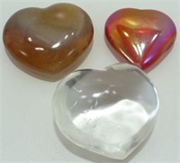 Carnelian, Red Aura Quartz & Clear Quartz Hearts
