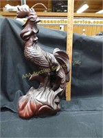 Wood Rooster statue 18 in tall